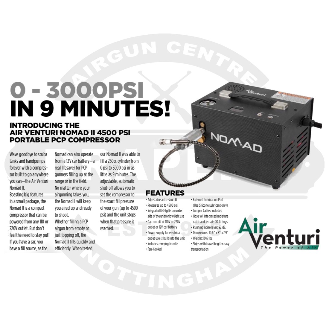 Air Venturi Nomad Ii 4500psi Portable Pcp Compressor Accessories